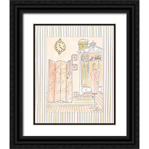 Powder Room II Black Ornate Wood Framed Art Print with Double Matting by Leal, Steve