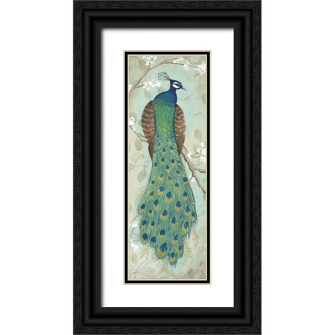 Peacock I Black Ornate Wood Framed Art Print with Double Matting by Leal, Steve