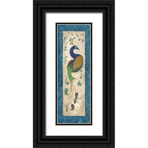 Peacock III Black Ornate Wood Framed Art Print with Double Matting by Leal, Steve