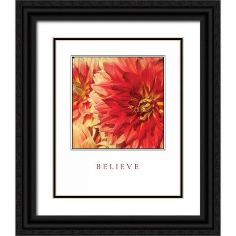 Believe Flowers Black Ornate Wood Framed Art Print with Double Matting by Love, Maureen