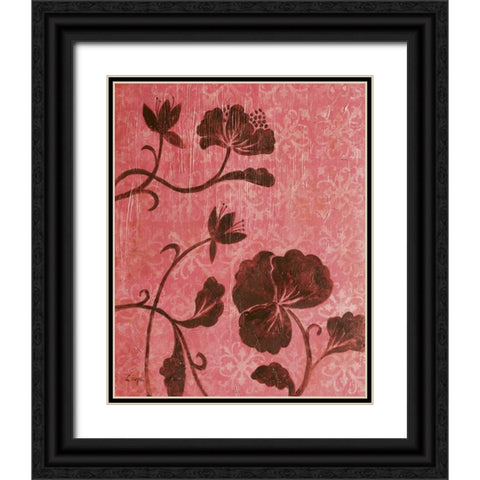 La Vie en Rose I Black Ornate Wood Framed Art Print with Double Matting by Linza, Loretta