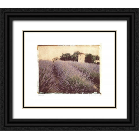 Lavender Black Ornate Wood Framed Art Print with Double Matting by Melious, Amy