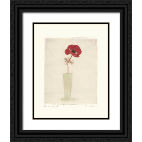 Red Anemones I Black Ornate Wood Framed Art Print with Double Matting by Melious, Amy