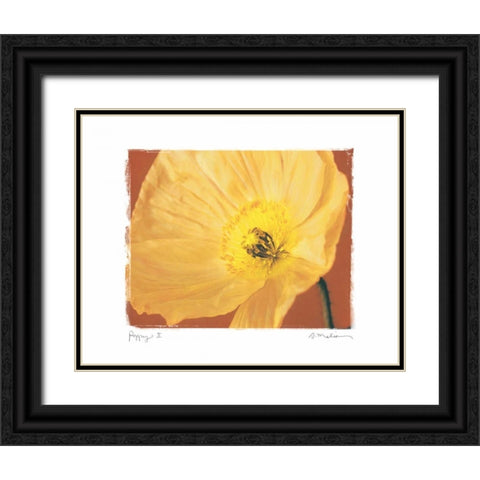 Poppy II Black Ornate Wood Framed Art Print with Double Matting by Melious, Amy