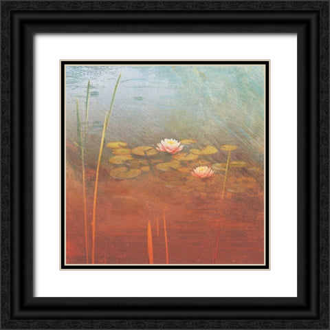 Pond Lilies II Black Ornate Wood Framed Art Print with Double Matting by Melious, Amy