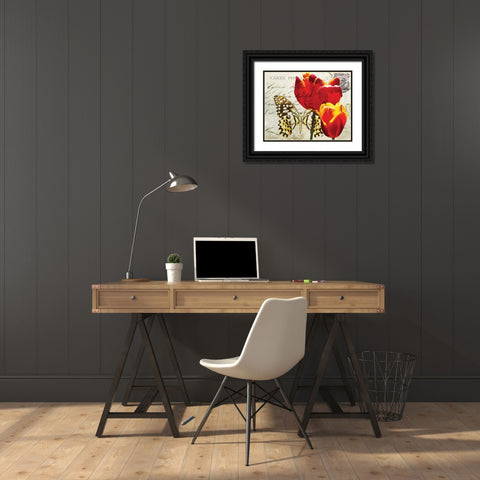 Carte Postale Tulip II Black Ornate Wood Framed Art Print with Double Matting by Melious, Amy