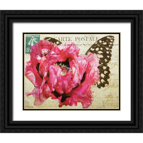 Carte Postale Poppy Black Ornate Wood Framed Art Print with Double Matting by Melious, Amy