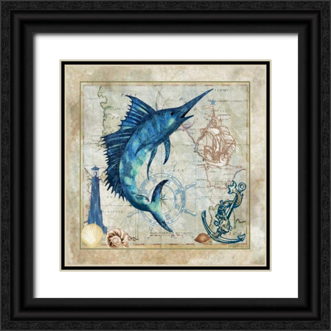 Nautical Swordfish Black Ornate Wood Framed Art Print with Double Matting by Meyer, Jill