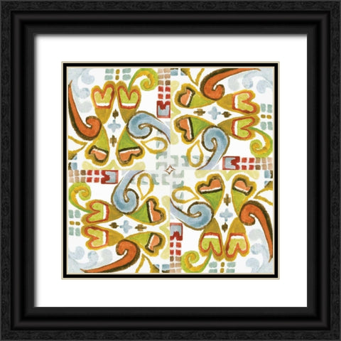 Ikat Tile I Black Ornate Wood Framed Art Print with Double Matting by Ferry, Margaret