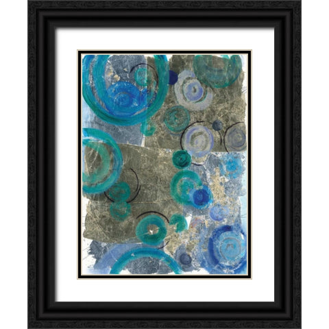 Peacock Swirl II Black Ornate Wood Framed Art Print with Double Matting by Ferry, Margaret