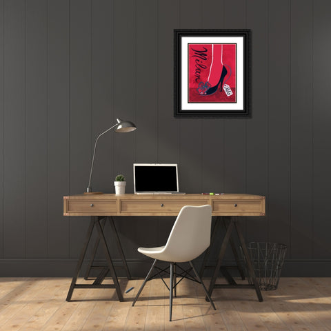High Heels Milan Black Ornate Wood Framed Art Print with Double Matting by Matla, Jennifer