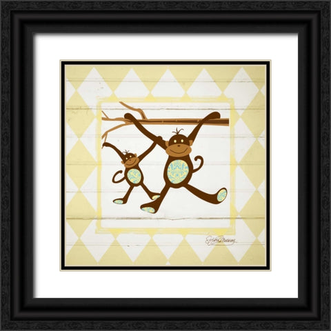 Monkeys Black Ornate Wood Framed Art Print with Double Matting by Murray, Sylvia