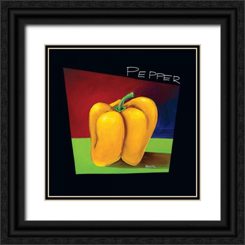 Yellow Pepper Black Ornate Wood Framed Art Print with Double Matting by Naylor, Mary
