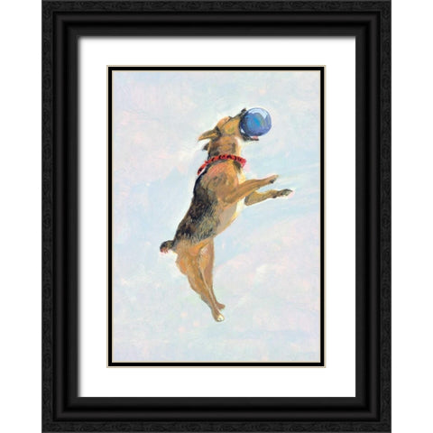 Playful Pups I Black Ornate Wood Framed Art Print with Double Matting by Nicholas, Debbie