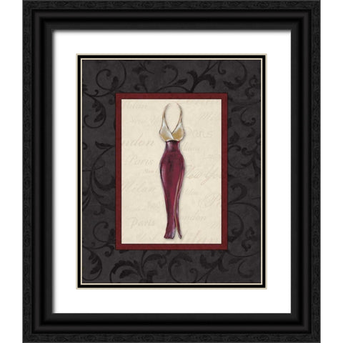 Fashion Dress II Black Ornate Wood Framed Art Print with Double Matting by Osborne, Susan