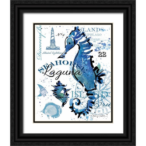 Seahorse Laguna Black Ornate Wood Framed Art Print with Double Matting by Paton, Julie