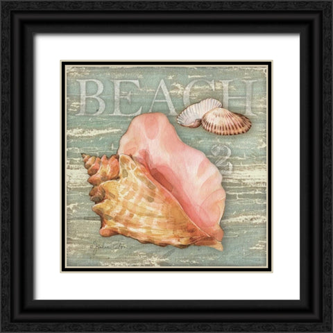 Beach Shells Conch Black Ornate Wood Framed Art Print with Double Matting by Paton, Julie