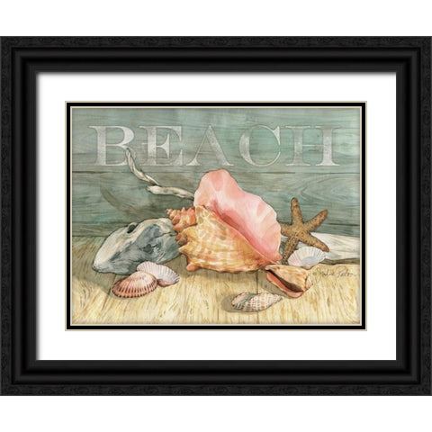 Beach Shells Still LIfe Black Ornate Wood Framed Art Print with Double Matting by Paton, Julie