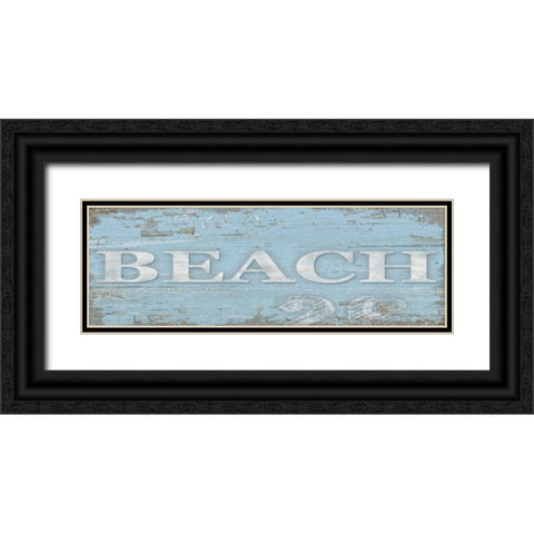 Beach Sign Black Ornate Wood Framed Art Print with Double Matting by Paton, Julie