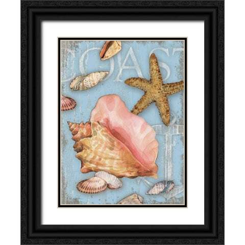 Beach Shells Coast Black Ornate Wood Framed Art Print with Double Matting by Paton, Julie