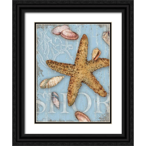 Beach Shells Shore Black Ornate Wood Framed Art Print with Double Matting by Paton, Julie
