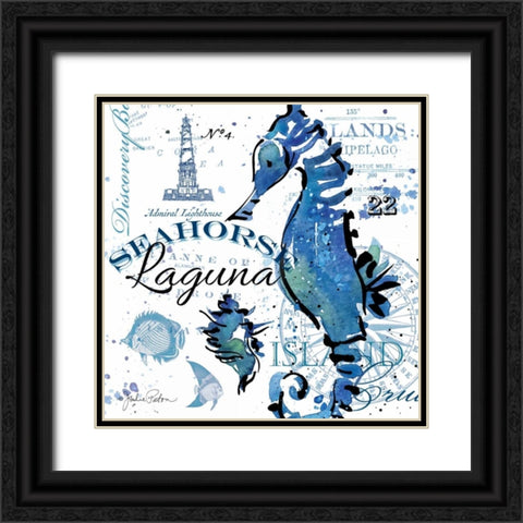 Seahorse Laguna Black Ornate Wood Framed Art Print with Double Matting by Paton, Julie
