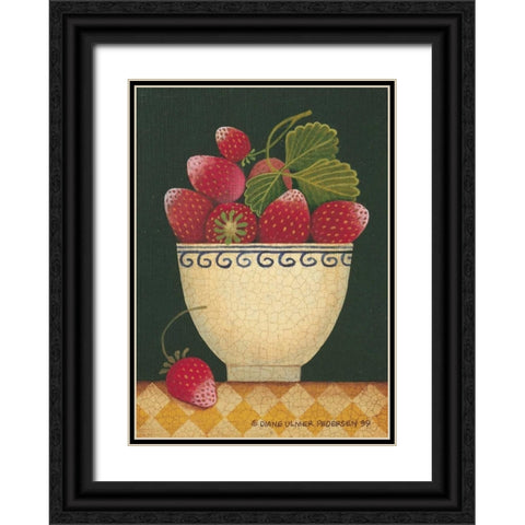 Cup O Strawberries Black Ornate Wood Framed Art Print with Double Matting by Pedersen, Diane