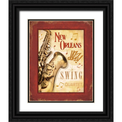 New Orleans Jazz II Black Ornate Wood Framed Art Print with Double Matting by Pela Design