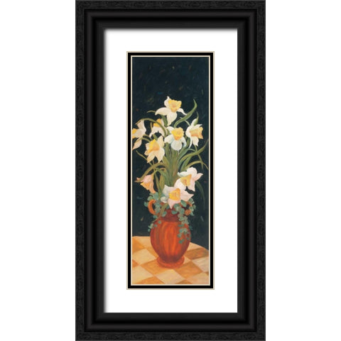 Daffodils at Dark Black Ornate Wood Framed Art Print with Double Matting by Platt, Leila