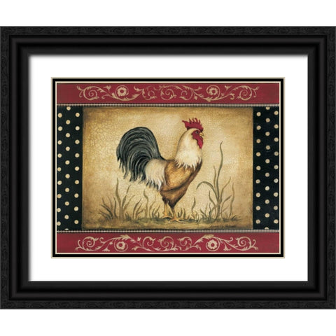 Cock-a-doodle-doo Black Ornate Wood Framed Art Print with Double Matting by Poloson, Kimberly
