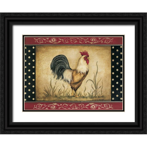Cock-a-Doodle-Doo Black Ornate Wood Framed Art Print with Double Matting by Poloson, Kimberly