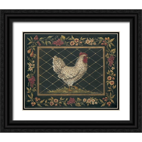 Old World Hen Black Ornate Wood Framed Art Print with Double Matting by Poloson, Kimberly