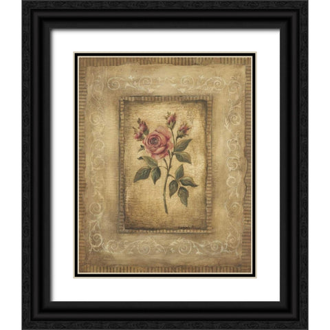 Grand Savin Rose Black Ornate Wood Framed Art Print with Double Matting by Poloson, Kimberly