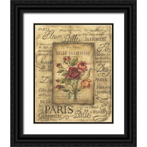 Bel Bouquet I Black Ornate Wood Framed Art Print with Double Matting by Poloson, Kimberly