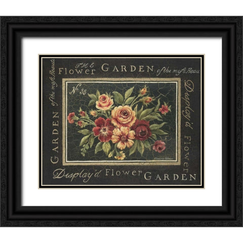 Flower Garden No. 35 Black Ornate Wood Framed Art Print with Double Matting by Poloson, Kimberly