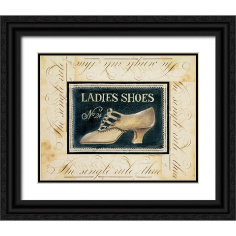 Ladies Shoes No. 24 Black Ornate Wood Framed Art Print with Double Matting by Poloson, Kimberly