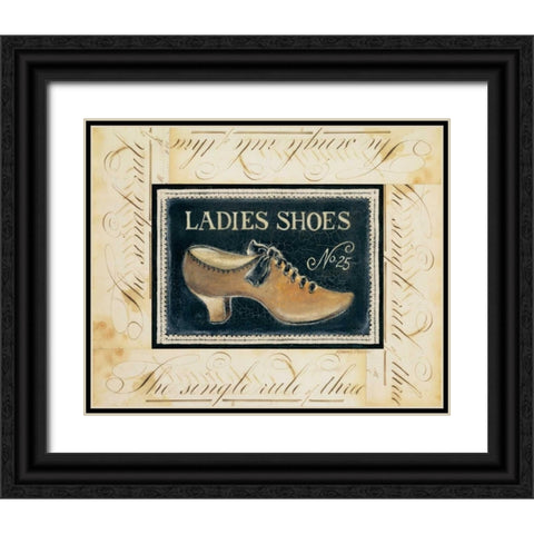 Ladies Shoes No. 25 Black Ornate Wood Framed Art Print with Double Matting by Poloson, Kimberly