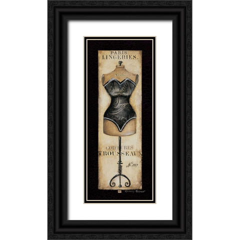 Paris Lingeries No. 287 Black Ornate Wood Framed Art Print with Double Matting by Poloson, Kimberly