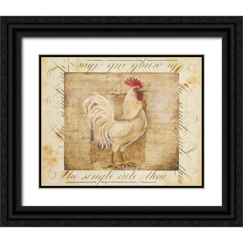 Rustic Farmhouse Rooster I Black Ornate Wood Framed Art Print with Double Matting by Poloson, Kimberly