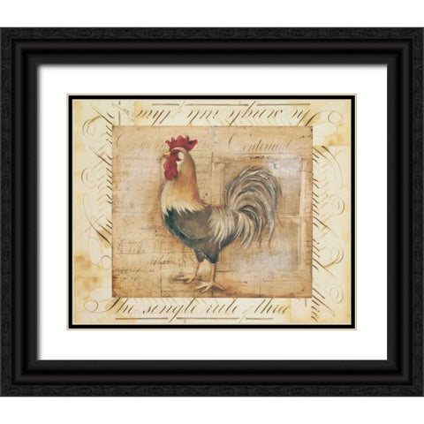 Rustic Farmhouse Rooster II Black Ornate Wood Framed Art Print with Double Matting by Poloson, Kimberly