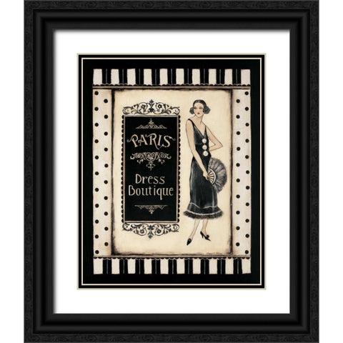 Paris Dress Boutique Black Ornate Wood Framed Art Print with Double Matting by Poloson, Kimberly