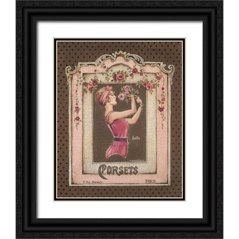 Corsets I Black Ornate Wood Framed Art Print with Double Matting by Poloson, Kimberly