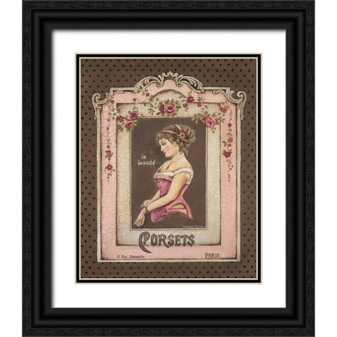 Corsets II Black Ornate Wood Framed Art Print with Double Matting by Poloson, Kimberly