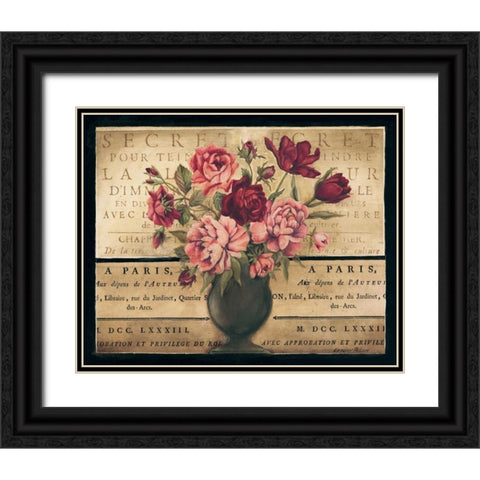 Paris Rose I Black Ornate Wood Framed Art Print with Double Matting by Poloson, Kimberly