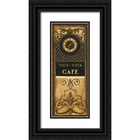 Tick Tock Cafe Black Ornate Wood Framed Art Print with Double Matting by Poloson, Kimberly