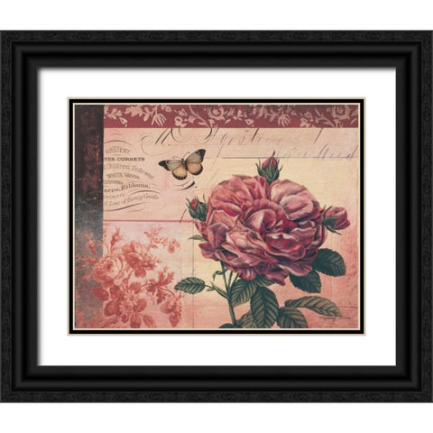 Le Rose a Monte I Black Ornate Wood Framed Art Print with Double Matting by Poloson, Kimberly