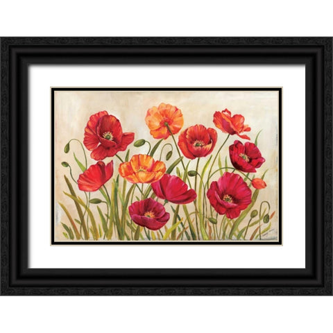 Poppies Black Ornate Wood Framed Art Print with Double Matting by Poloson, Kimberly