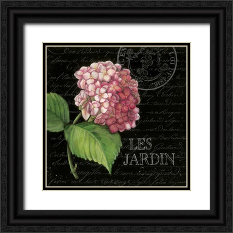 Les Jardin Geranium Sq. Black Ornate Wood Framed Art Print with Double Matting by Poloson, Kimberly