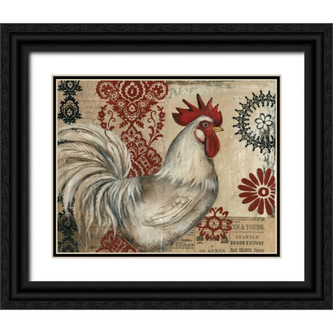 Classic Rooster I Black Ornate Wood Framed Art Print with Double Matting by Poloson, Kimberly