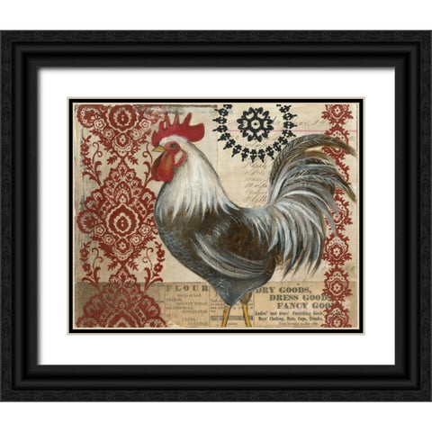 Classic Rooster II Black Ornate Wood Framed Art Print with Double Matting by Poloson, Kimberly